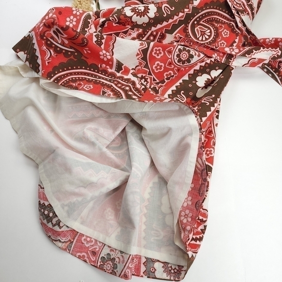 New Talbots Cream Red Brown Patterned Belted Dress Sz 12p - Picture 10 of 16